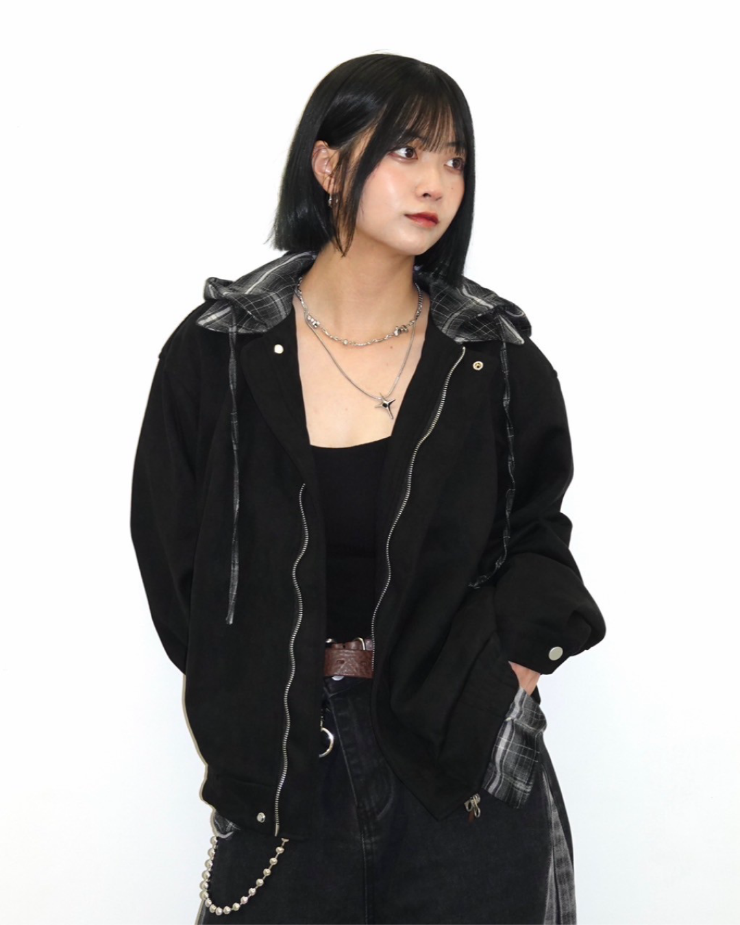 即納】チェックフードレイヤードスエードジャケットK5002 – YOLO（ヨロ