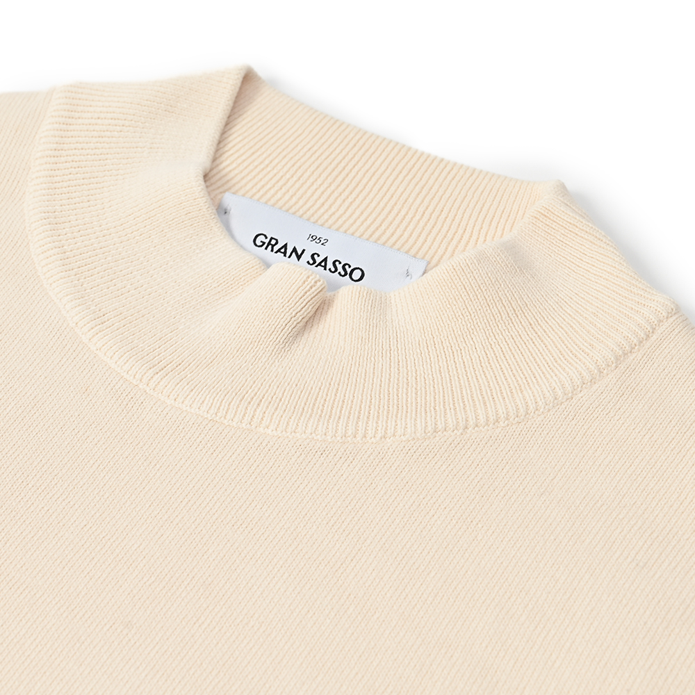 12ゲージソフトコットンモックネックニット ホワイト COLLECT W