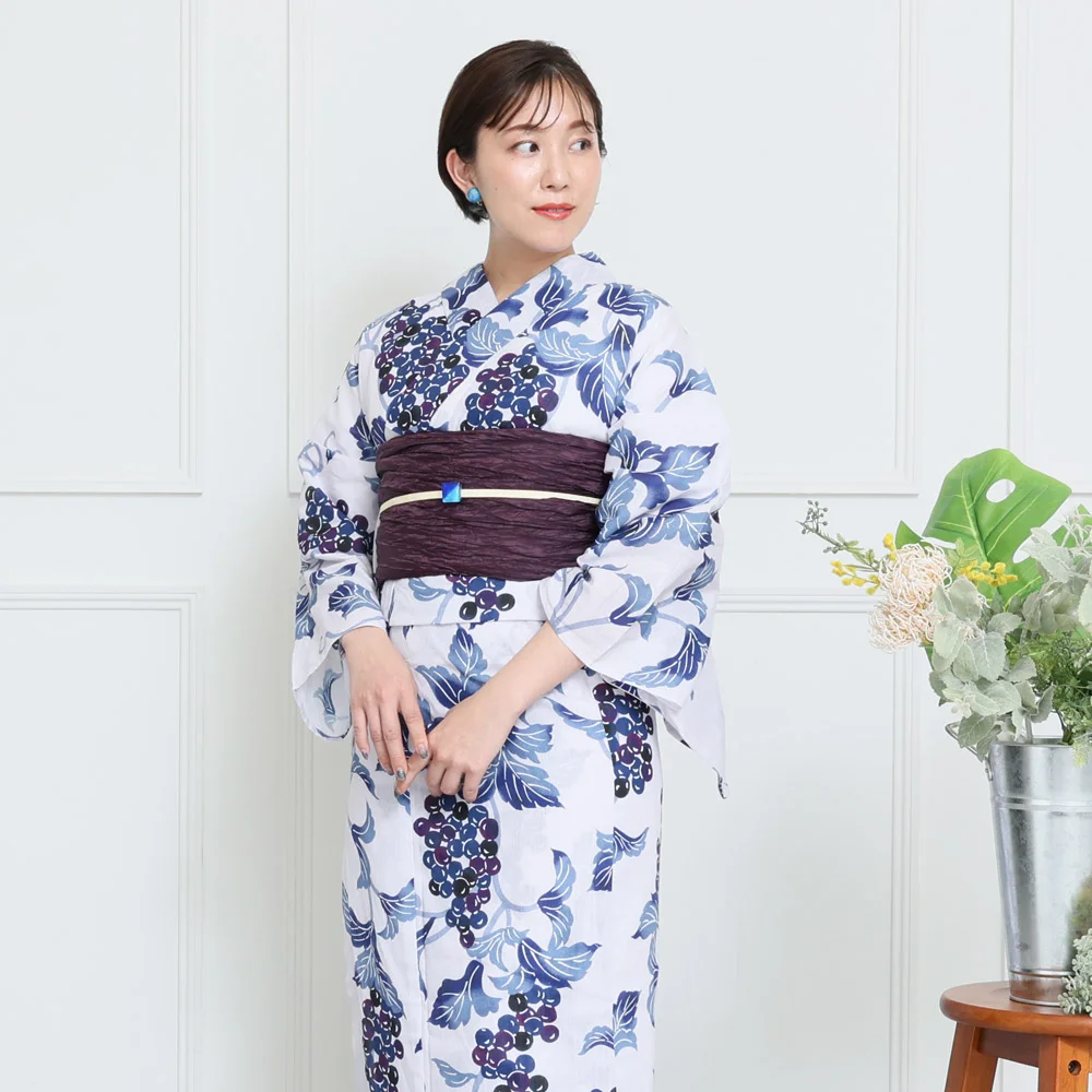 y2412011】浴衣 レディース 兵児帯 2点セット 古典柄 人気の葡萄唐草