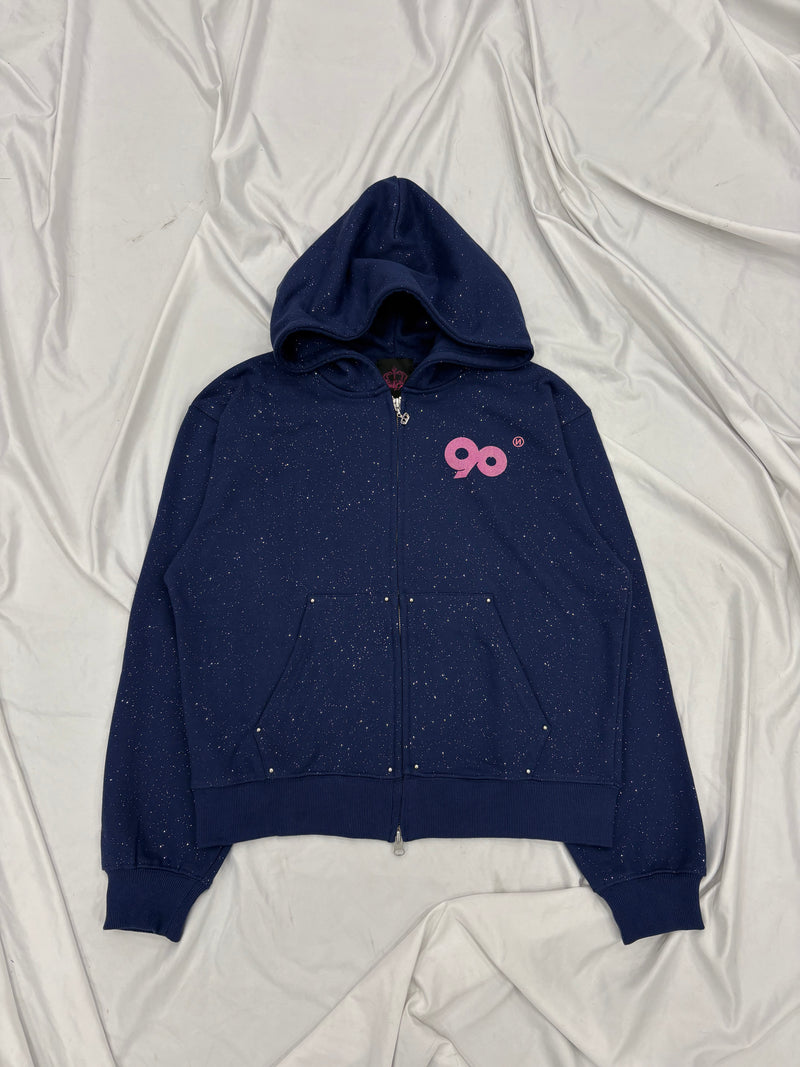 90 Logo Glitter Zip Hoodie – YZ