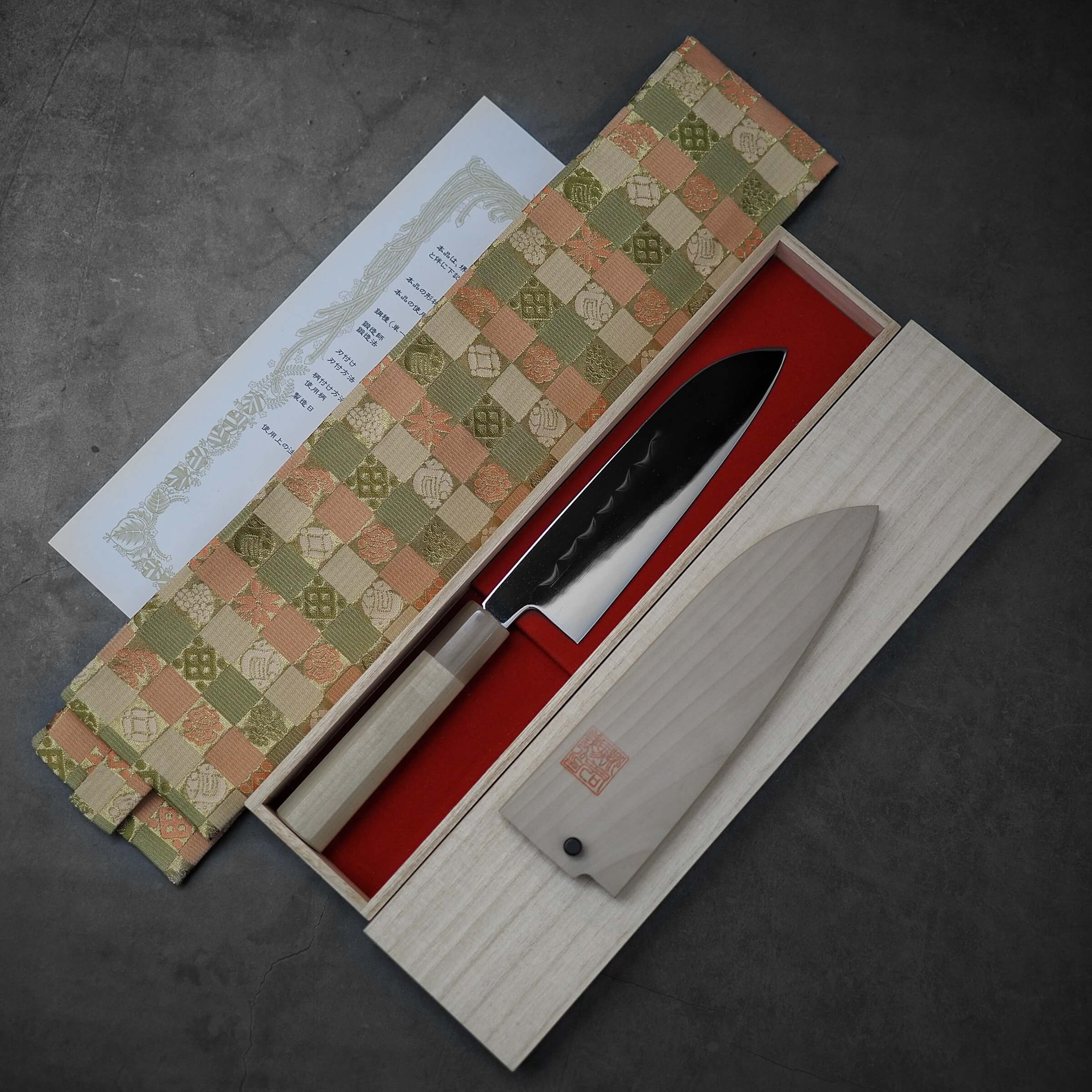 Kenji Togashi shirogami#2 honyaki santoku 180mm – Zahocho Knives Tokyo