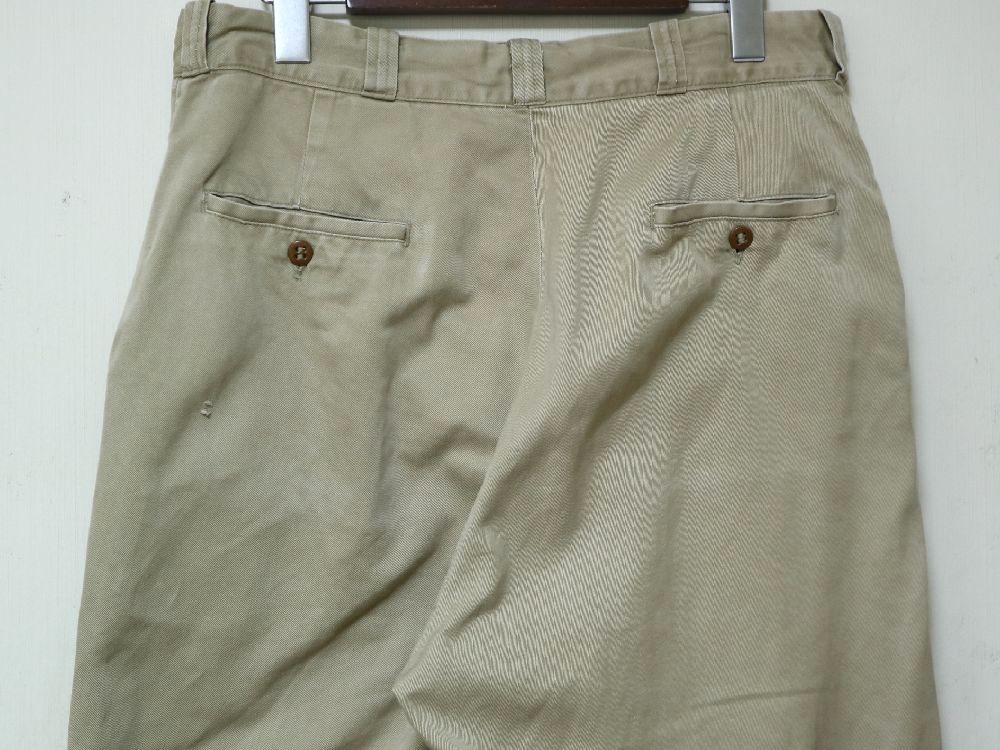 1954年 米軍 実物 ボタンフライ コットン カーキ パンツ チノ