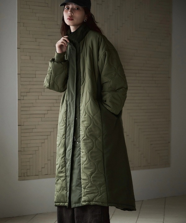 Qoo10 etoll. キルティング切替オフラインロング 無地