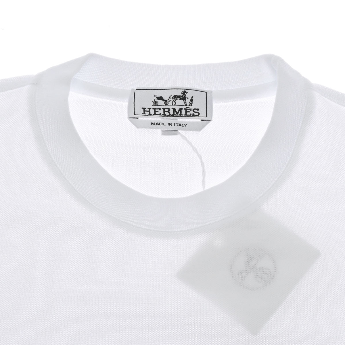 エルメスクルーネック Tシャツ H刺繍 Lサイズ 白 メンズ コットン100