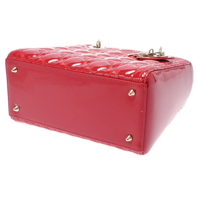 クリスチャンディオールレディディオール ミディアム 赤 ゴールド金具