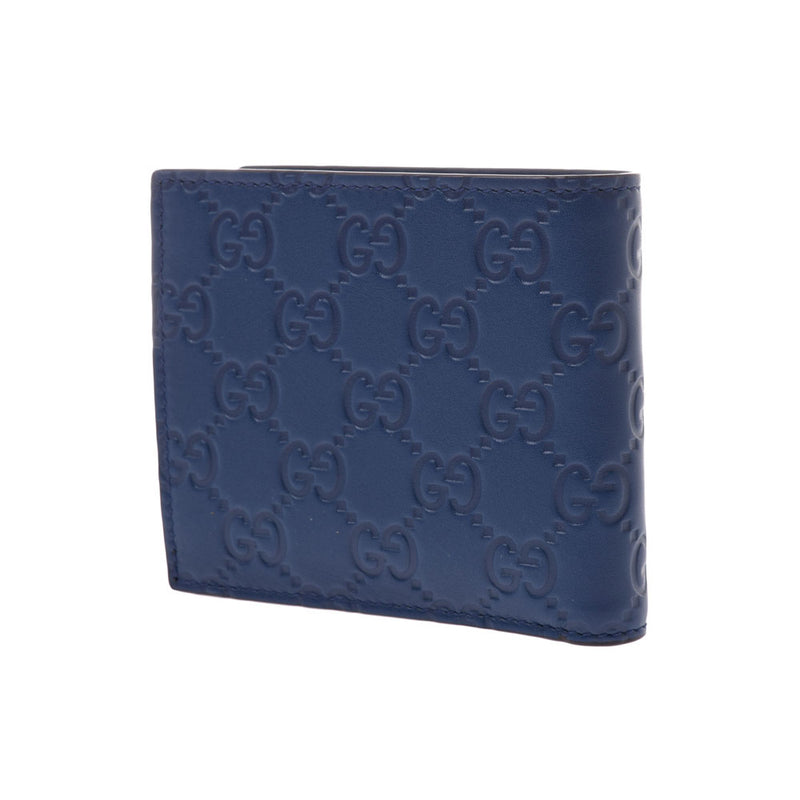 グッチグッチシマ NYヤンキース ネイビー メンズ レザー 二つ折り財布