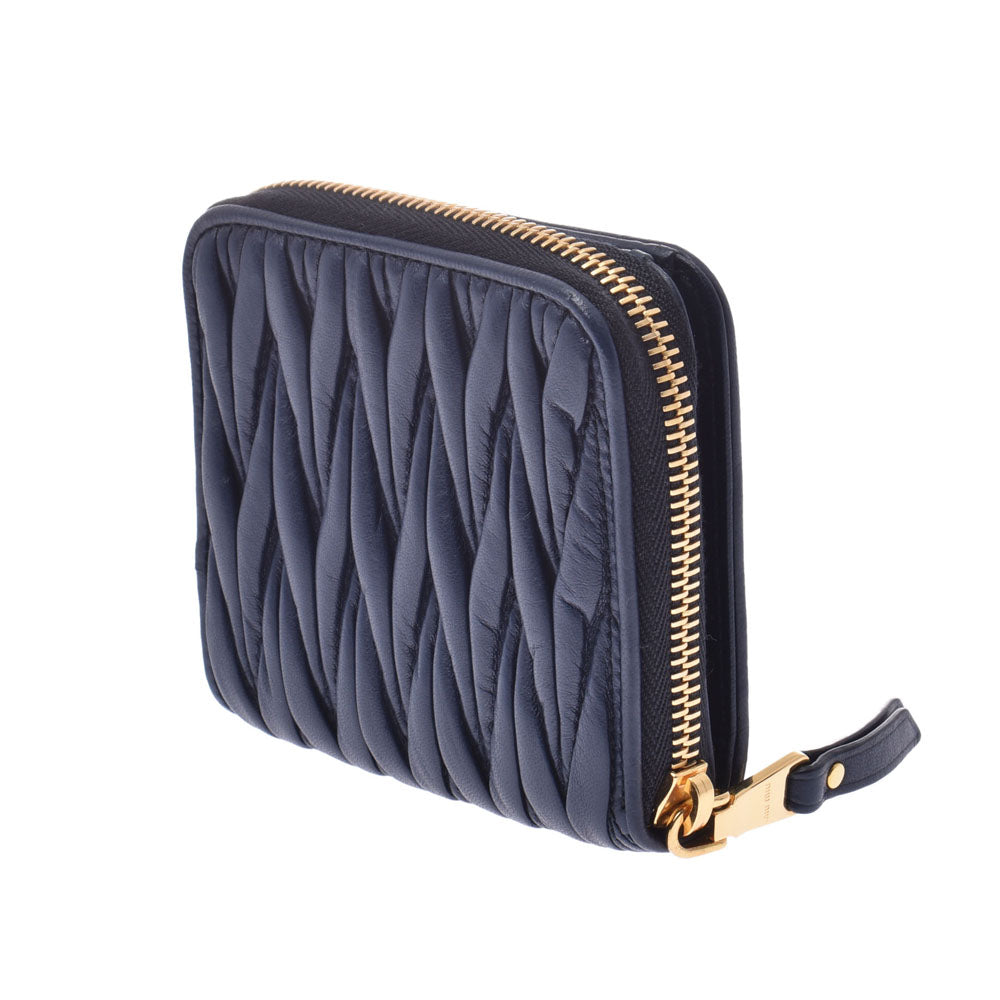 ミュウミュウマテラッセ コンパクトラウンドファスナー財布 ネイビー