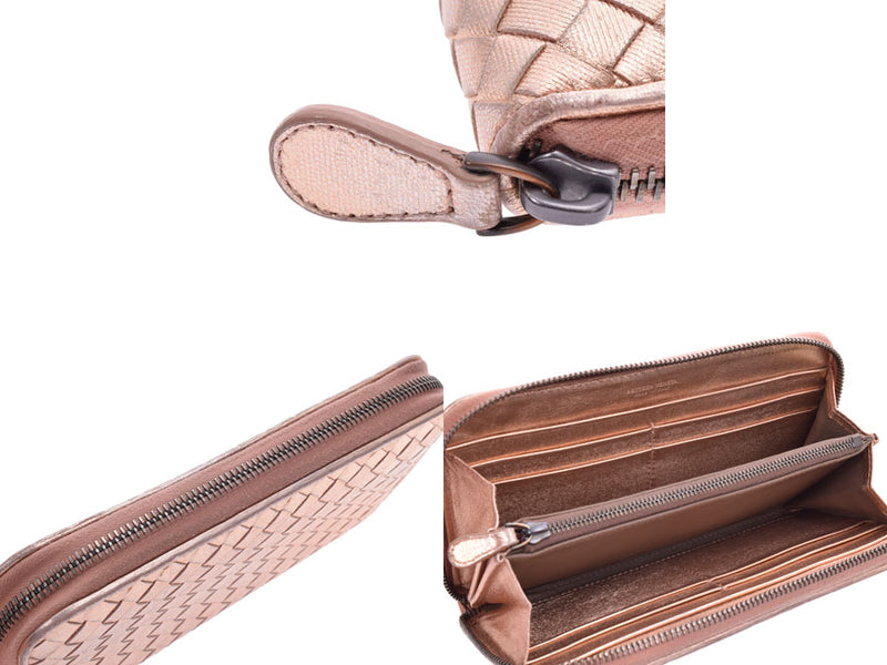 ボッテガヴェネタ ラウンドファスナー長財布 イントレチャート ピンク