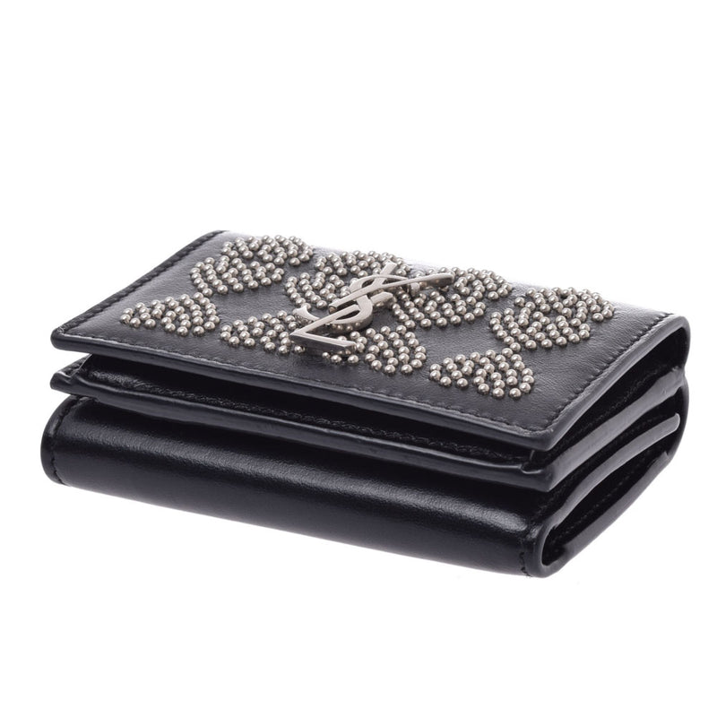 サンローランコンパクトウォレット ハートスタッズ 黒 ユニセックス 二