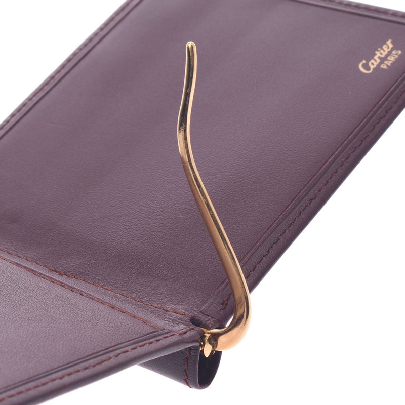 カルティエマスト マネークリップ付き二つ折り札入れ ボルドー ユニ