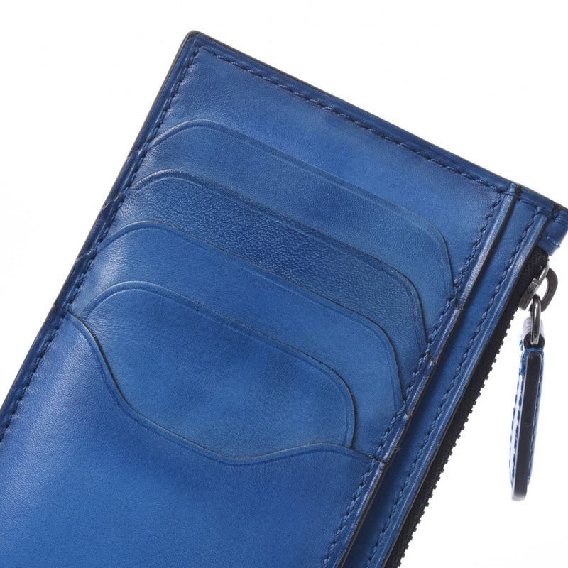 ベルルッティコアマキシ ジップ付き名刺入れ 青 メンズ カードケース