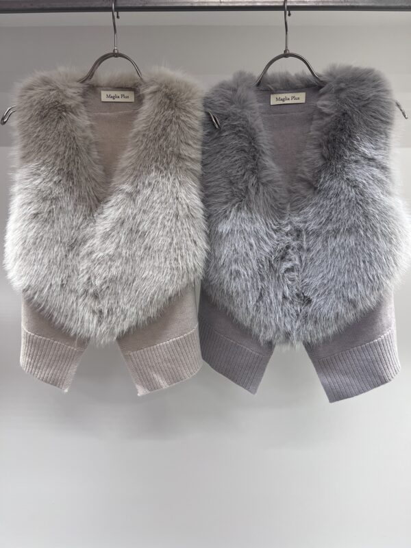 長い毛並みのエコファーベスト【Maglia Plus】フォックスエコファーV