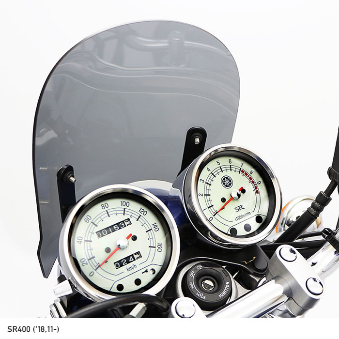 SR400 RH03J RH16J メーターバイザーセット(スモーク)＋取り付けキット