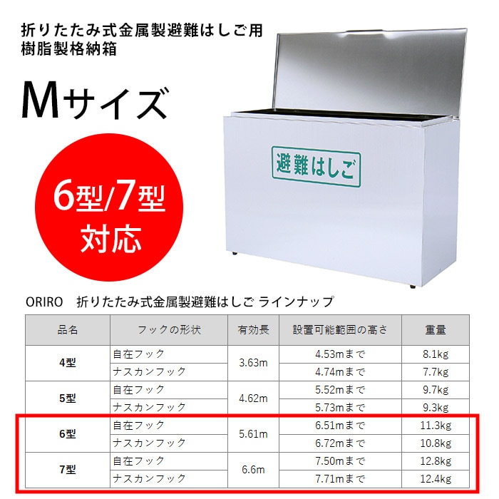 金属製折りたたみ梯子格納箱Mステンレス製6～7型用 ｜ あんしんの