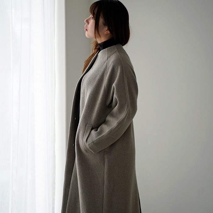 evam eva エヴァムエヴァ ロングコート press wool raglan coat プレス