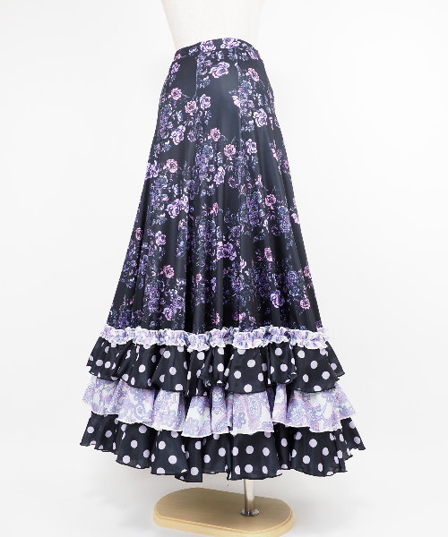 フラメンコ デザインファルダ ブラック パープル【フラメンコ ファルダ