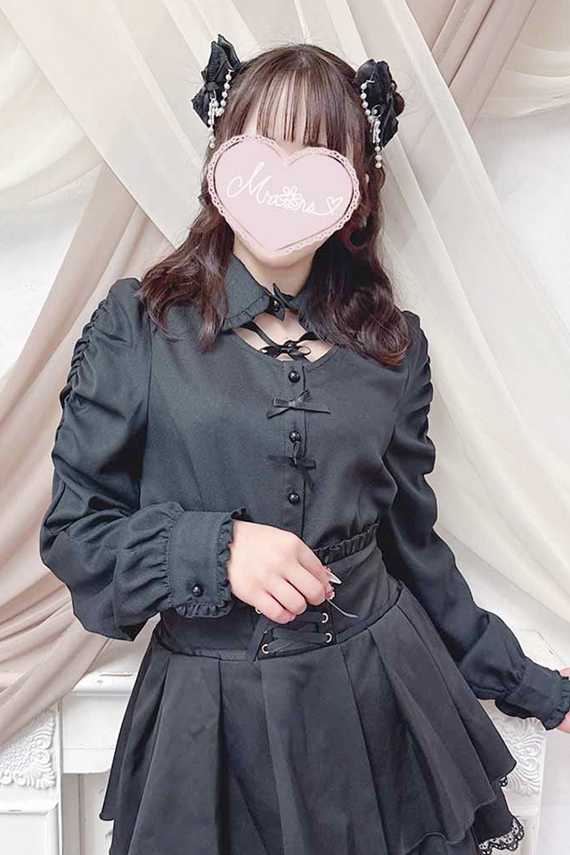 MA*RS】デコルテ開きメローフリル襟ブラウス - ブラック size-F | 地雷