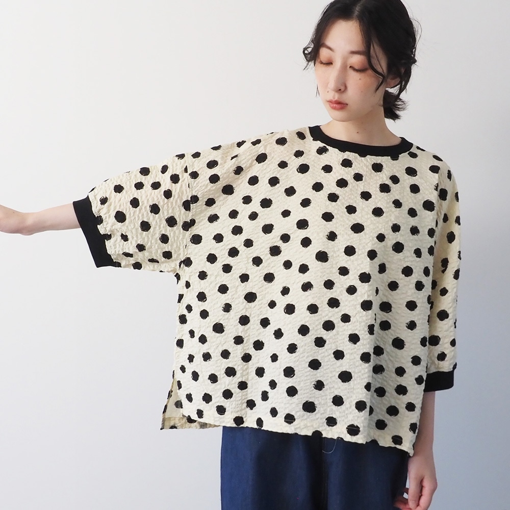 NARU(ナル) リップルクロスランダムドット ワイドT 667810 | トップス