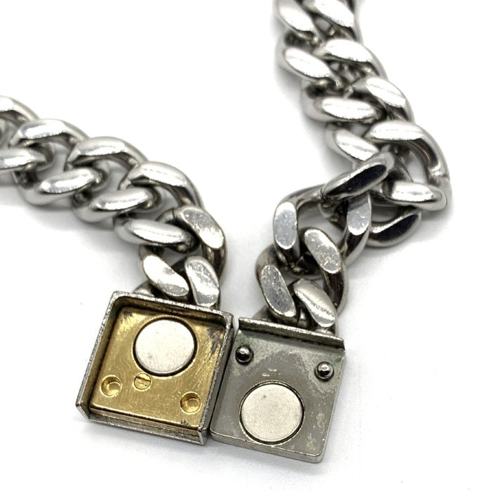 FENDI フェンディ FFロゴ 喜平チェーンネックレス パラジウム ゴールド