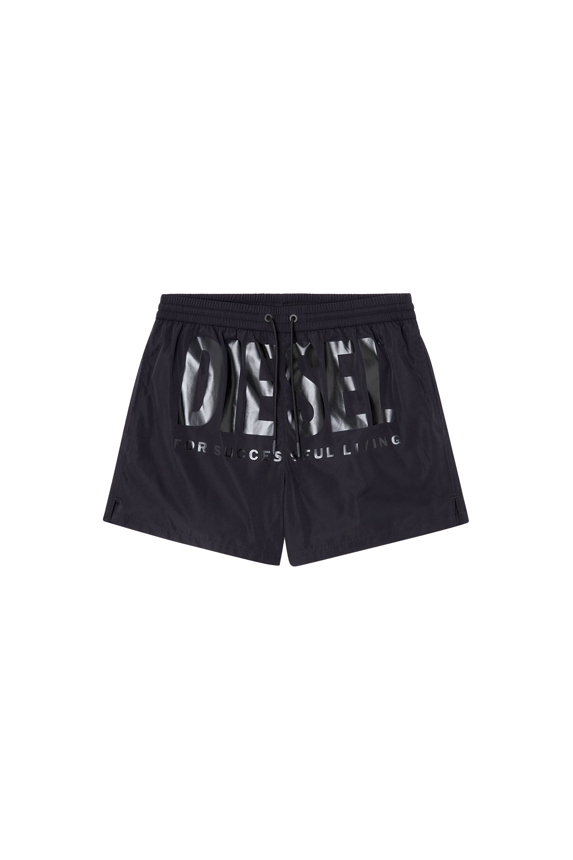 Men's Mid-length swim shorts with maxi logo | Black | Diesel