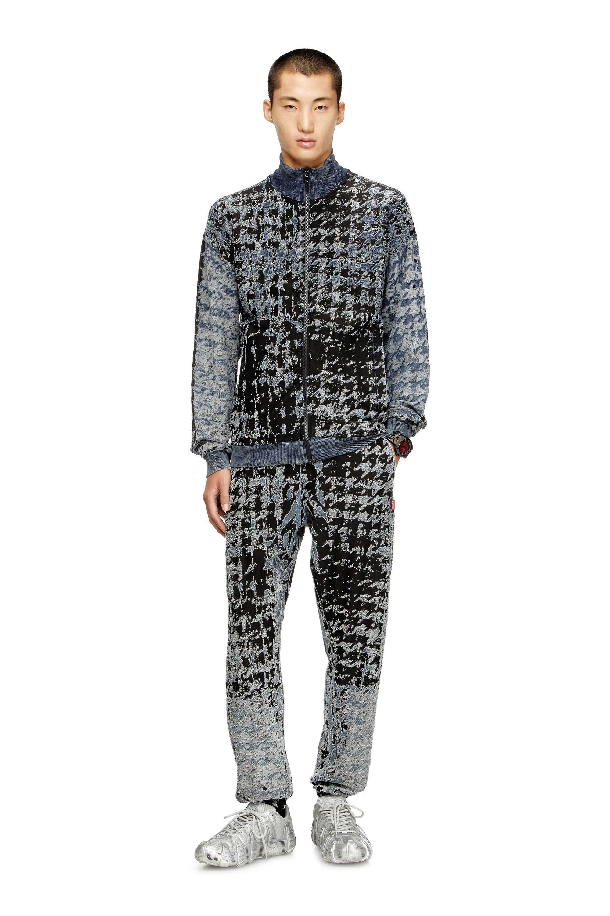 Men's Devoré houndstooth zip-up top | Multicolor | Diesel