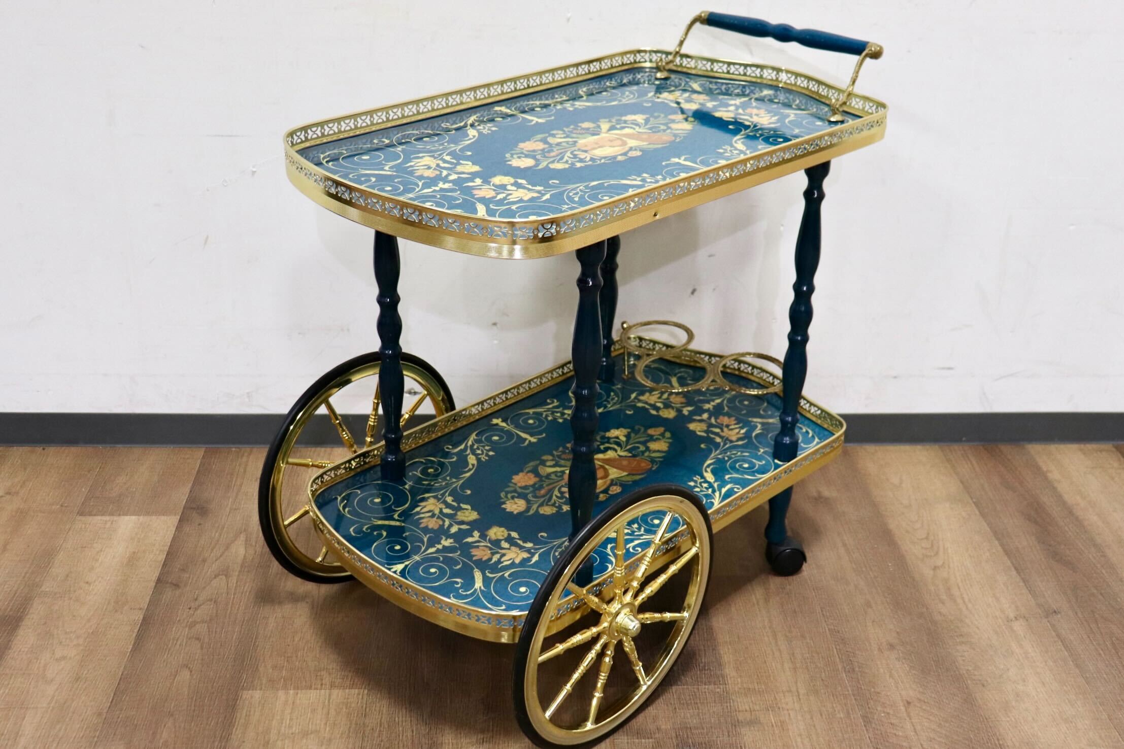 象嵌 キッチンカート キャスター付 キッチンワゴン アンティーク調