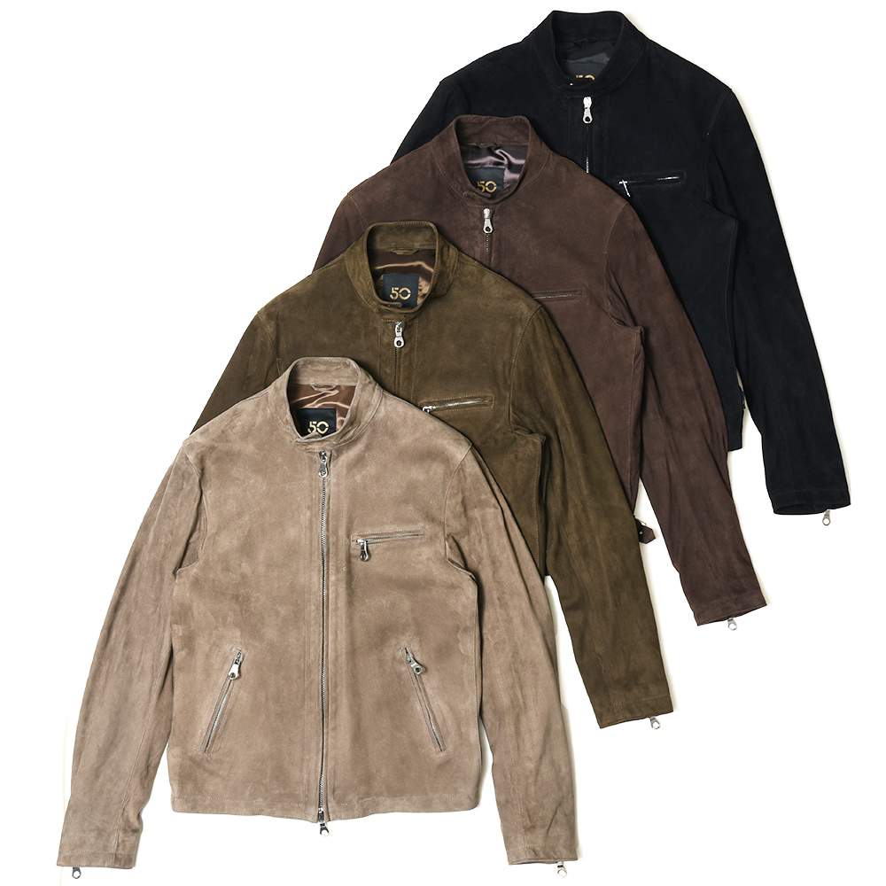 Cinquanta（チンクアンタ）ゴートスエードスタンドカラーシングル