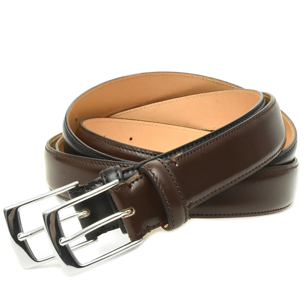 美品】アンドレアグレコ レザーベルト ダブルリングバックル ブラウン