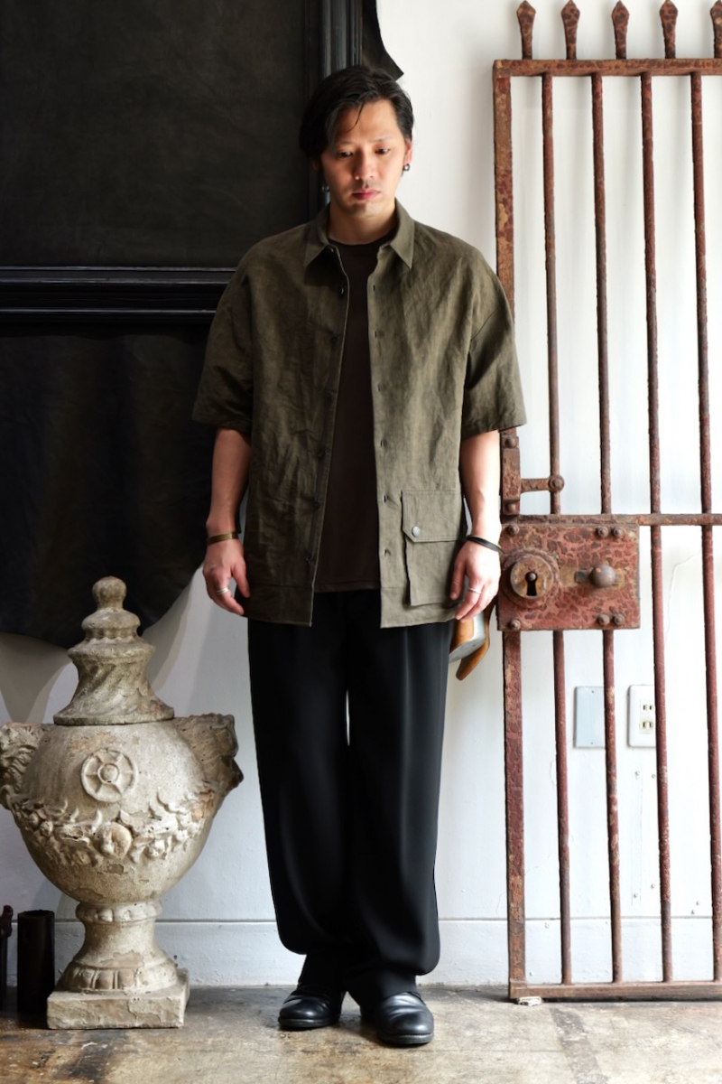 SHC-ADDH. Short Sleeve Shirt Cotton Linen Advanced Dye. Mad Gray