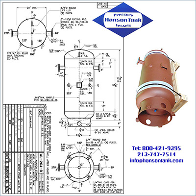 WL264B 200 Gallon CWB - Hanson Tank Asme Code Pressure Vessel Mfg