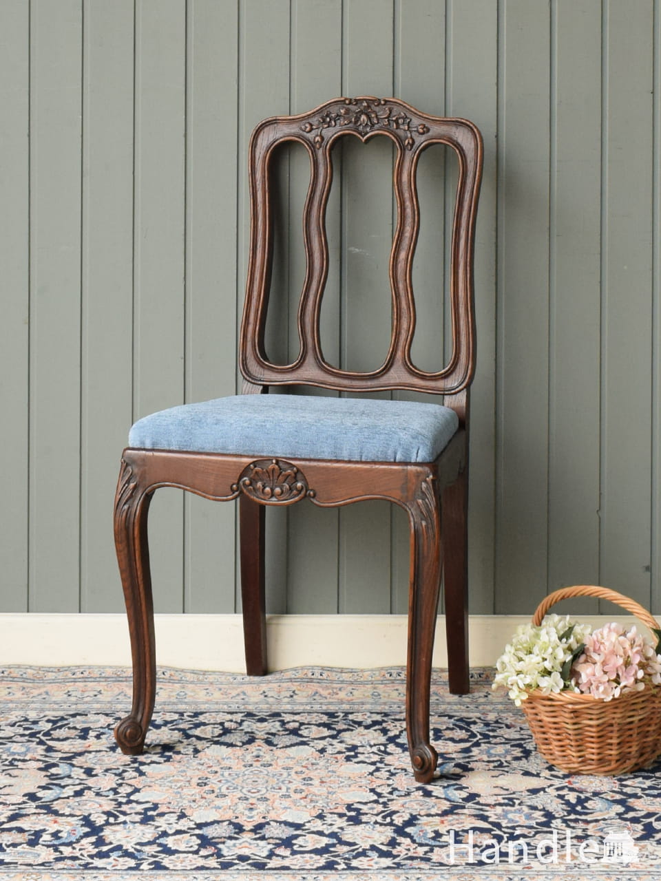 装飾が美しいフランスの椅子、アンティークダイニングチェア(j-563-c