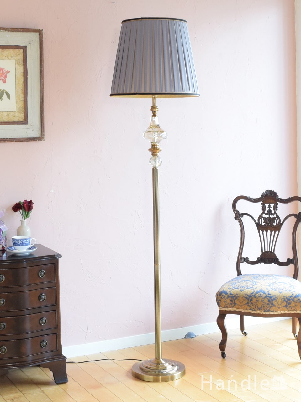 アンティーク風のシェード付きフロアランプ（E17電球付）(tl-0117
