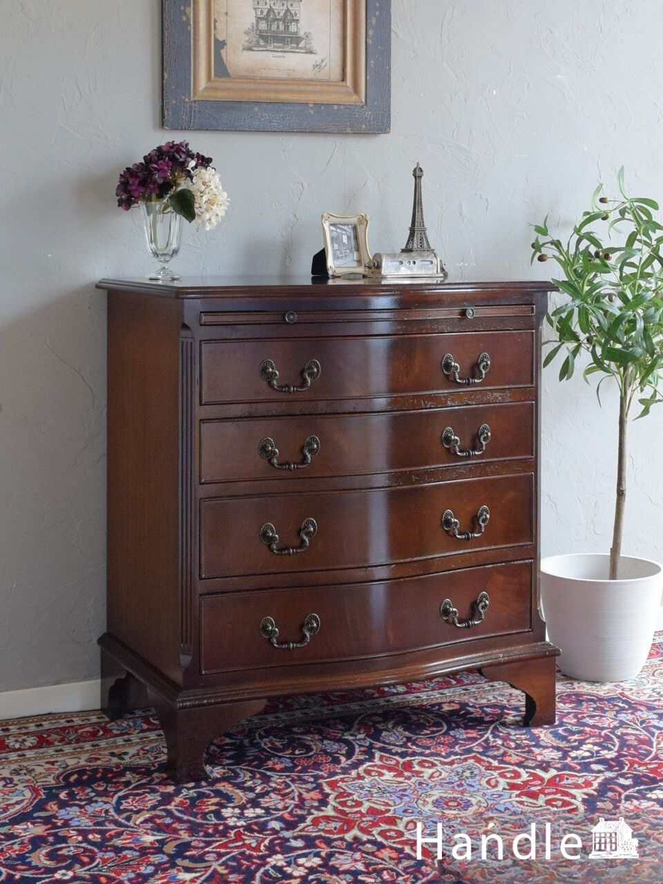 南フランスの華やかなアンティーク家具、幅広の2段チェスト(j-1223-f