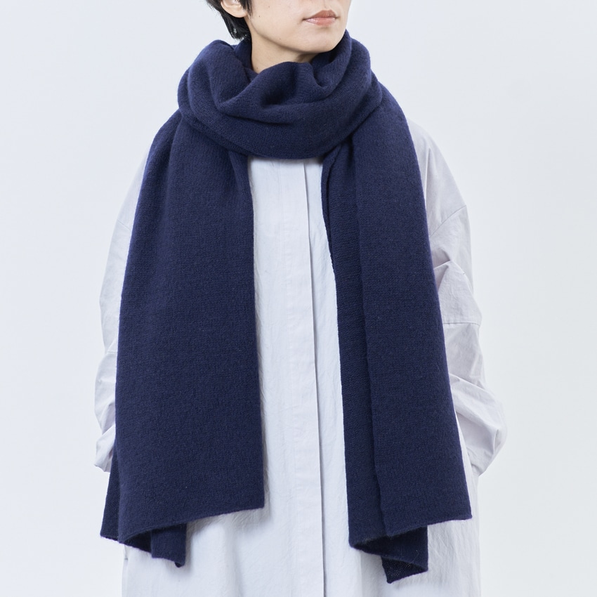 WOOL STUDIO カシミヤ100％の大判ストール ネイビー: TORIYOSE