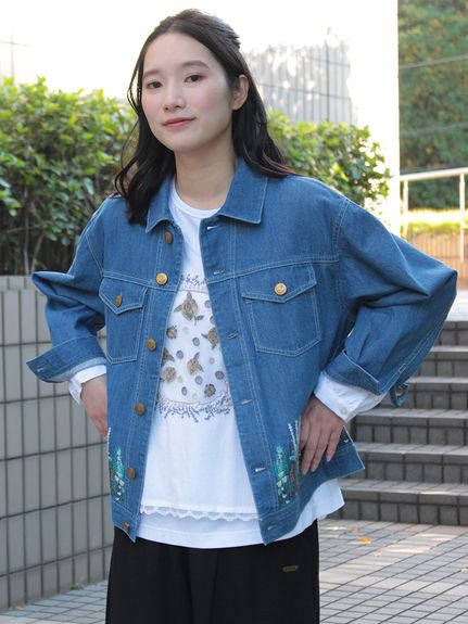 メドウガーデン刺繍 デニムジャケット（デニムジャケット・Gジャン