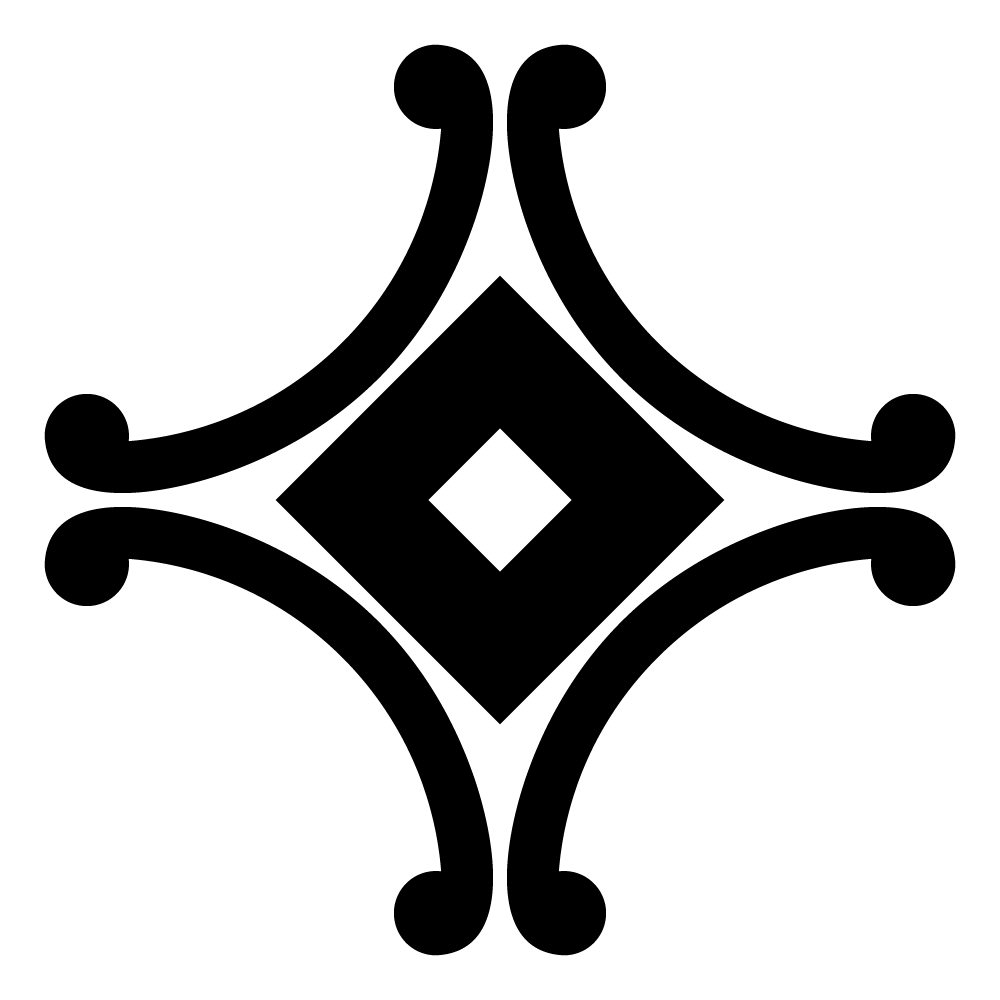 家紋「四つ鐶に釘抜き」のフリー画像(背景透過)とベクター素材(eps