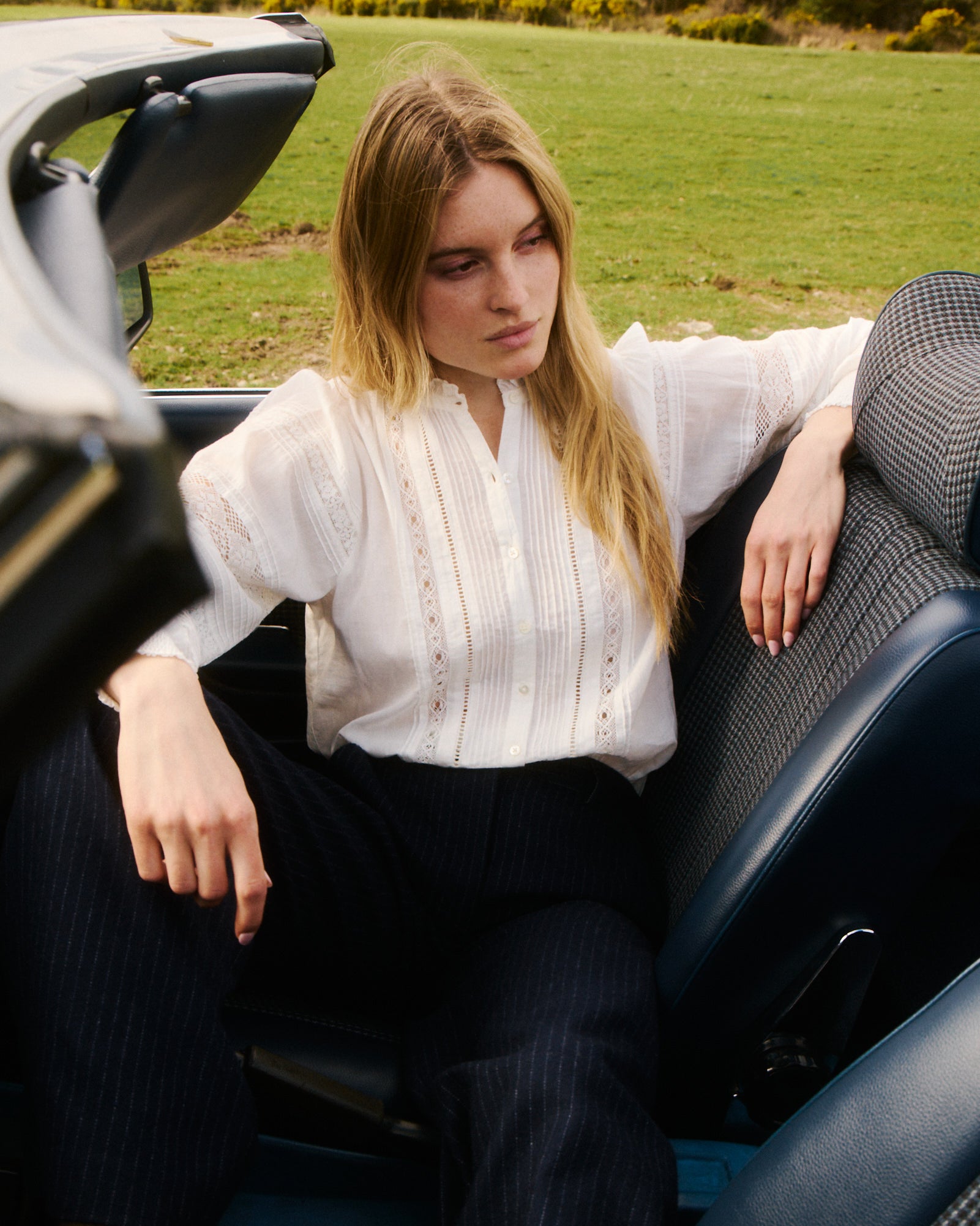 Chris Women's Off-White Cotton Voile Shirt BECR550-01 - Women's