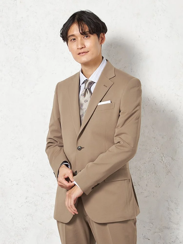 ベージュ 【上下ウォッシャブル】スーツ 2つボタン【i-Suit-アイスーツ