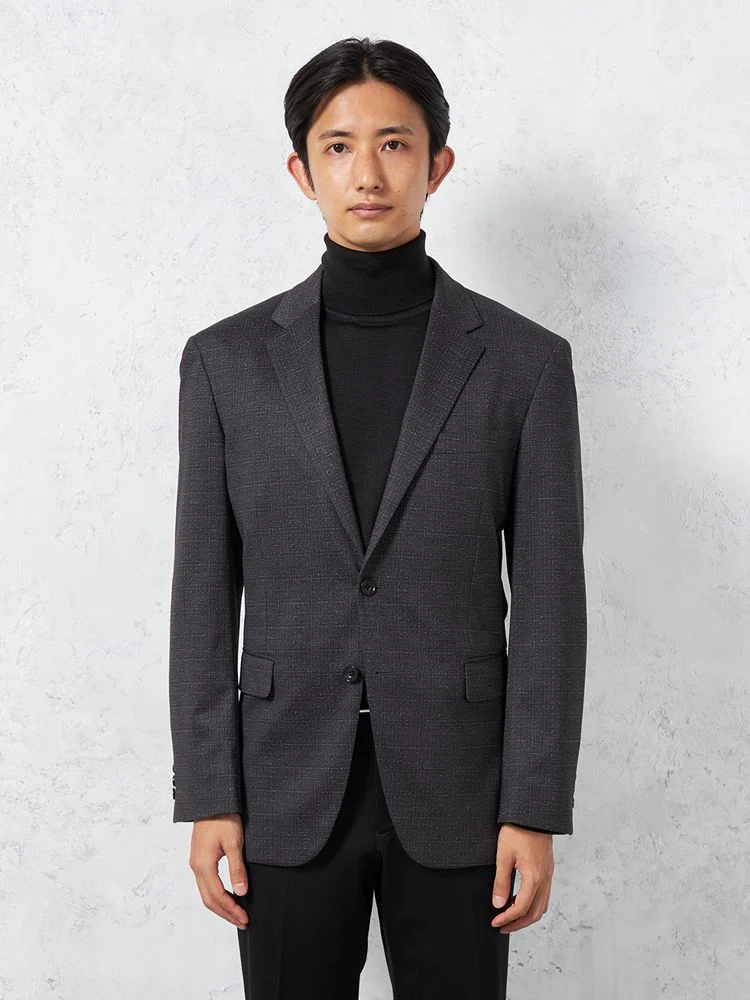 軽量】プリントニット ジャケット 2つボタン ウォッシャブル