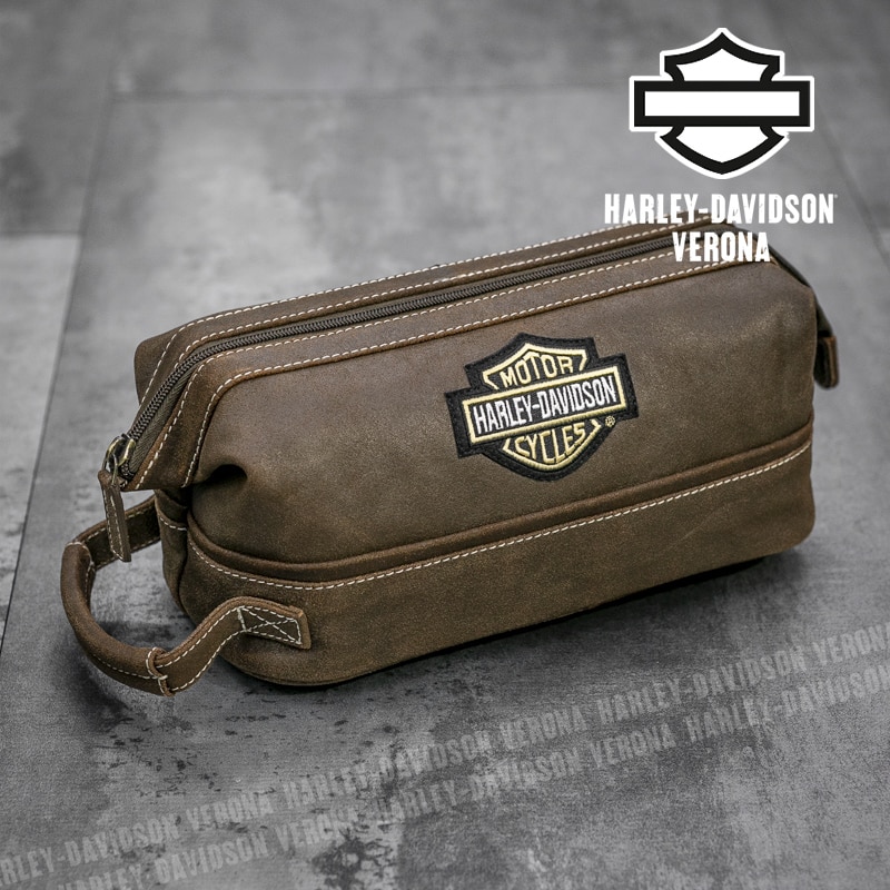 Harley-Davidson® Brown Distressed Leather Pouch | 99609BROWN