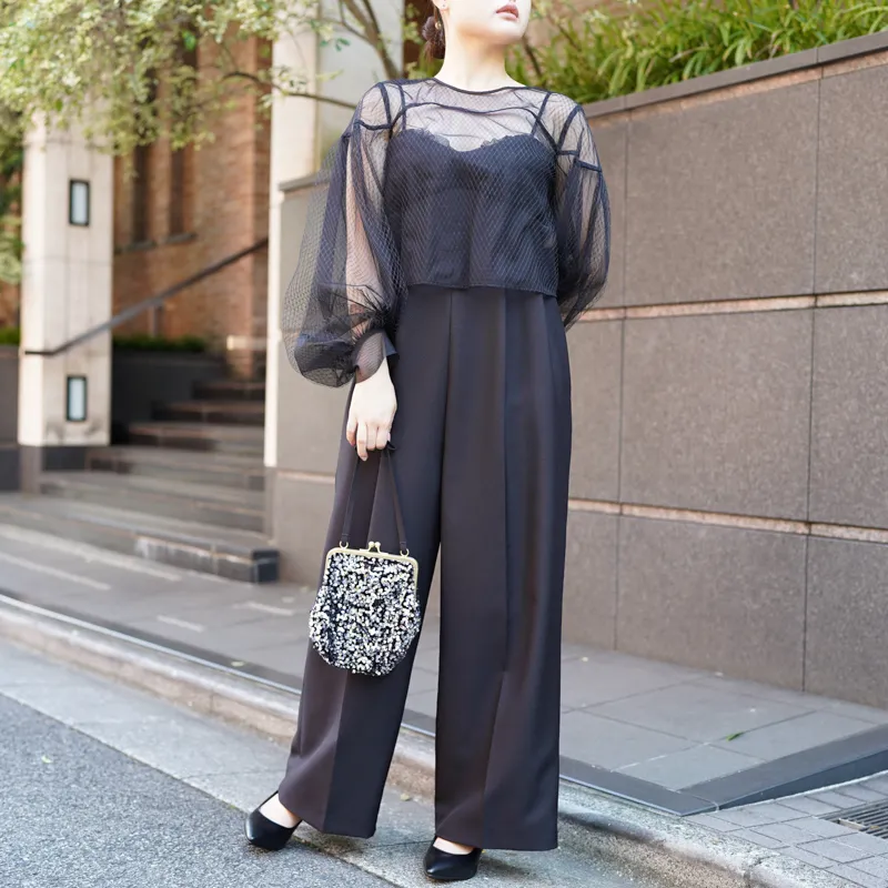 Ameri VINTAGE（アメリ ヴィンテージ）NET TULLE TOP LAYERED ROMPERS
