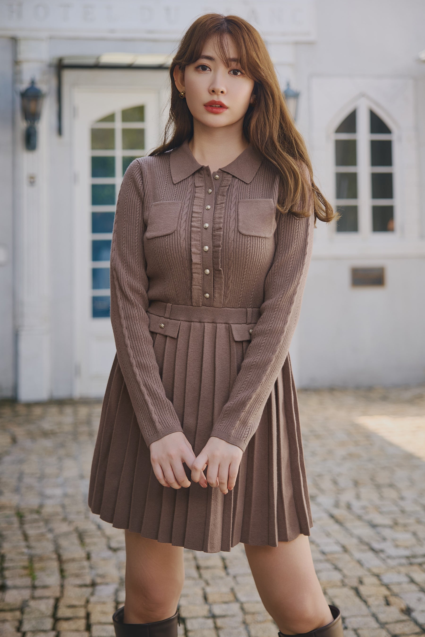 Margot Pleated Knit Mini Dress