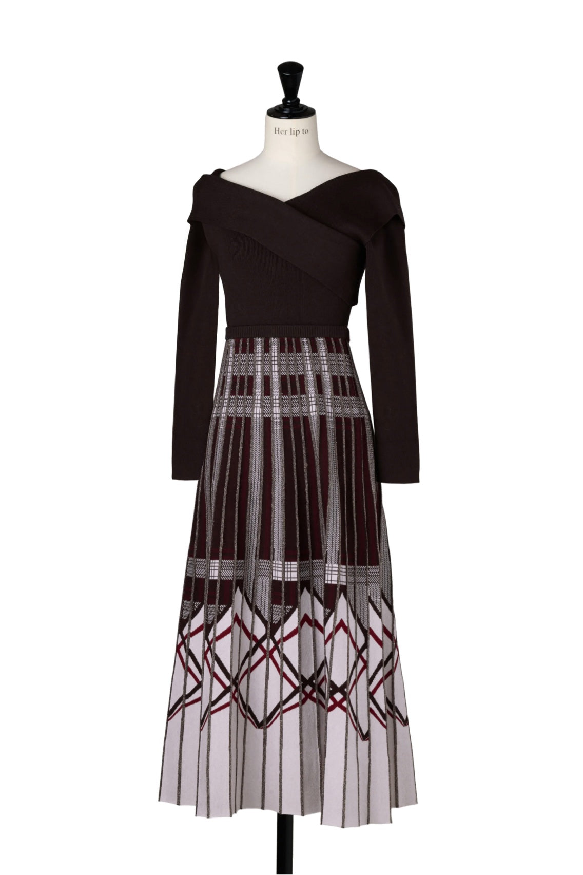 Layered Checked Knit Dress