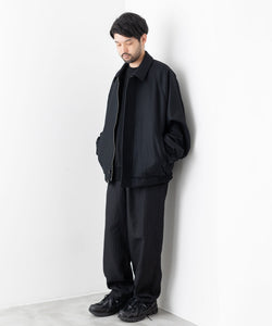 stein / シュタイン】OVERSIZED MELTON HARRINGTON ZIP JACKET - BLACK