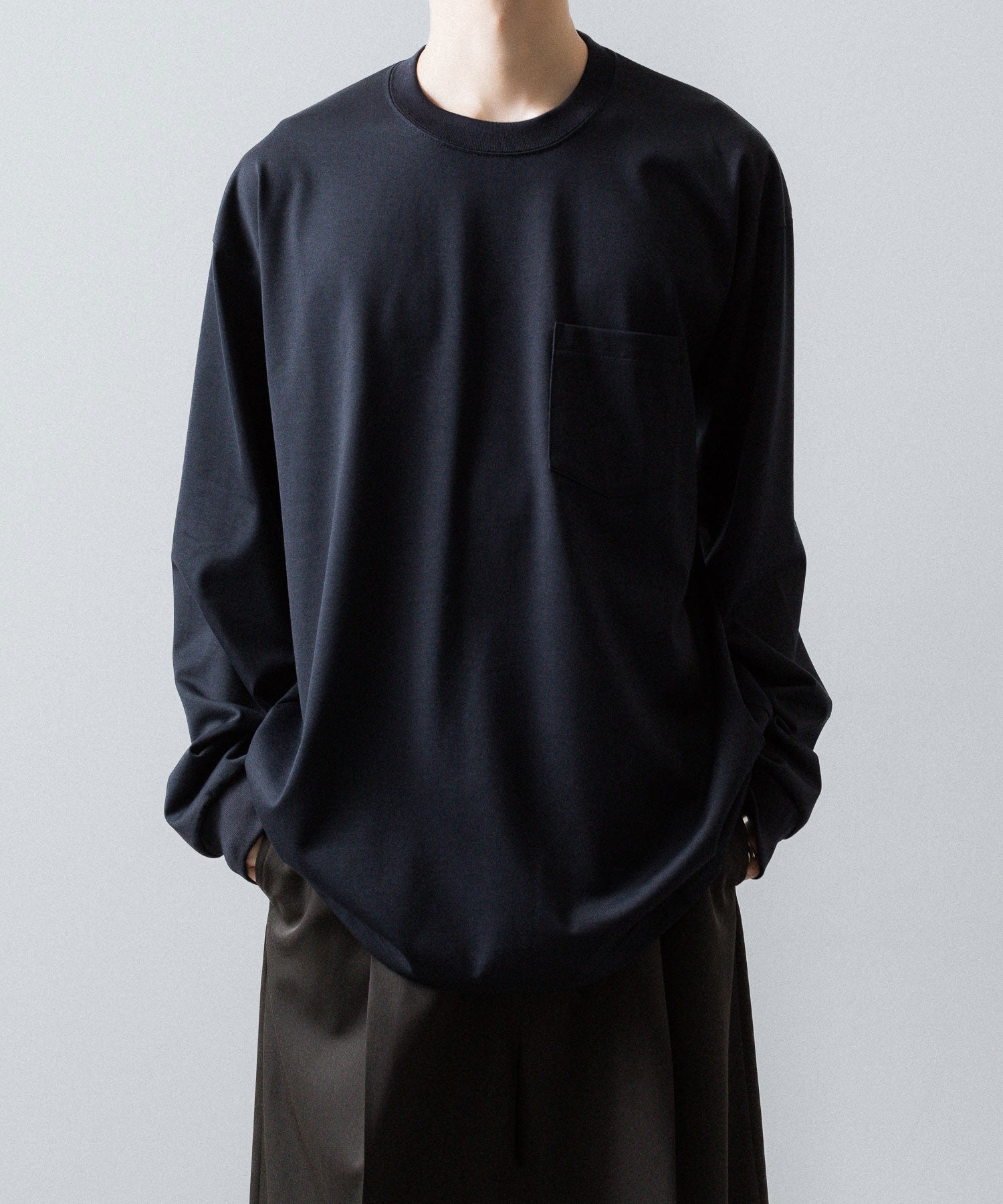 ssstein / シュタイン】OVERSIZED LONG SLEEVE POCKET TEE - DARK NAVY