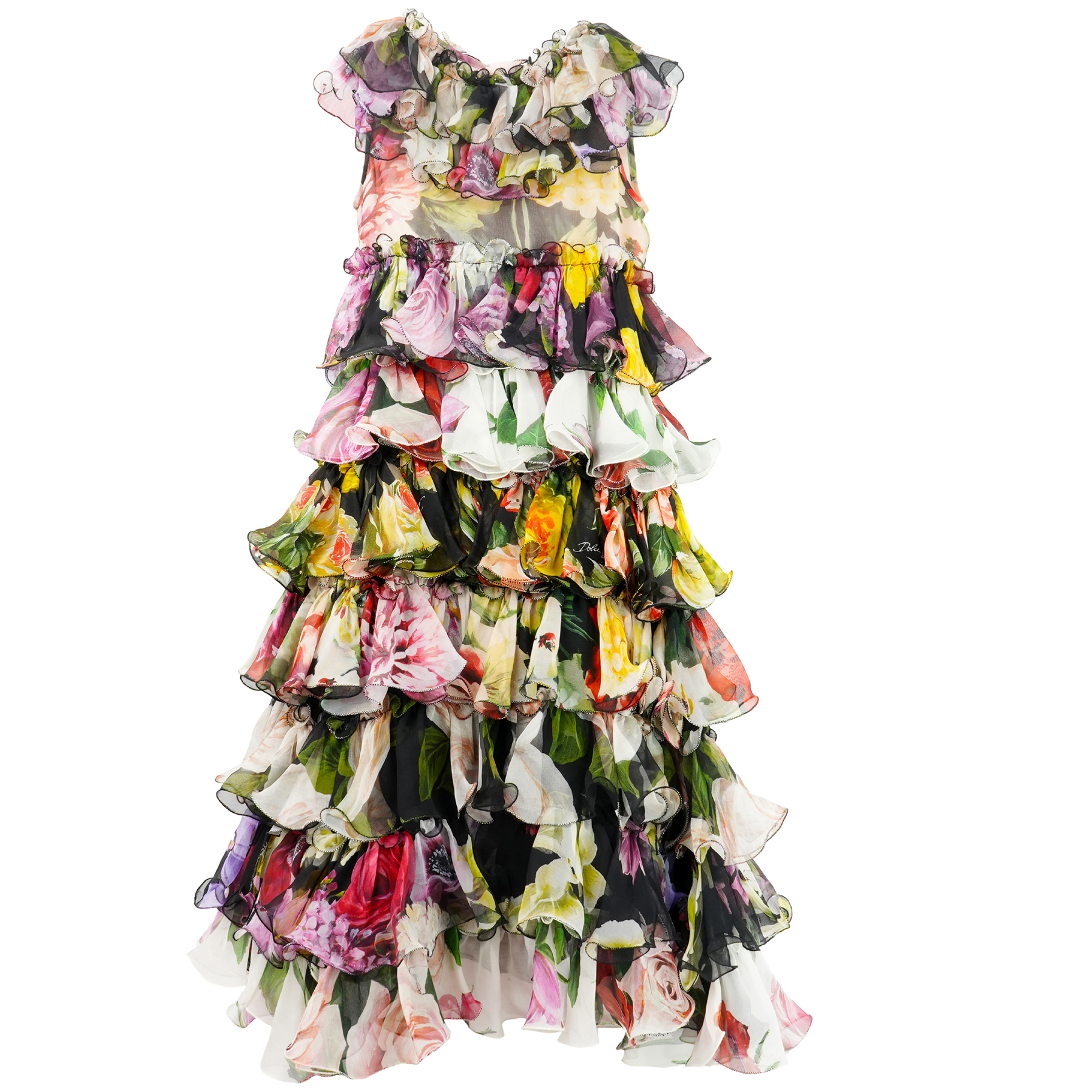 DOLCE ＆ GABBANA 花柄プリント シルクロングドレス