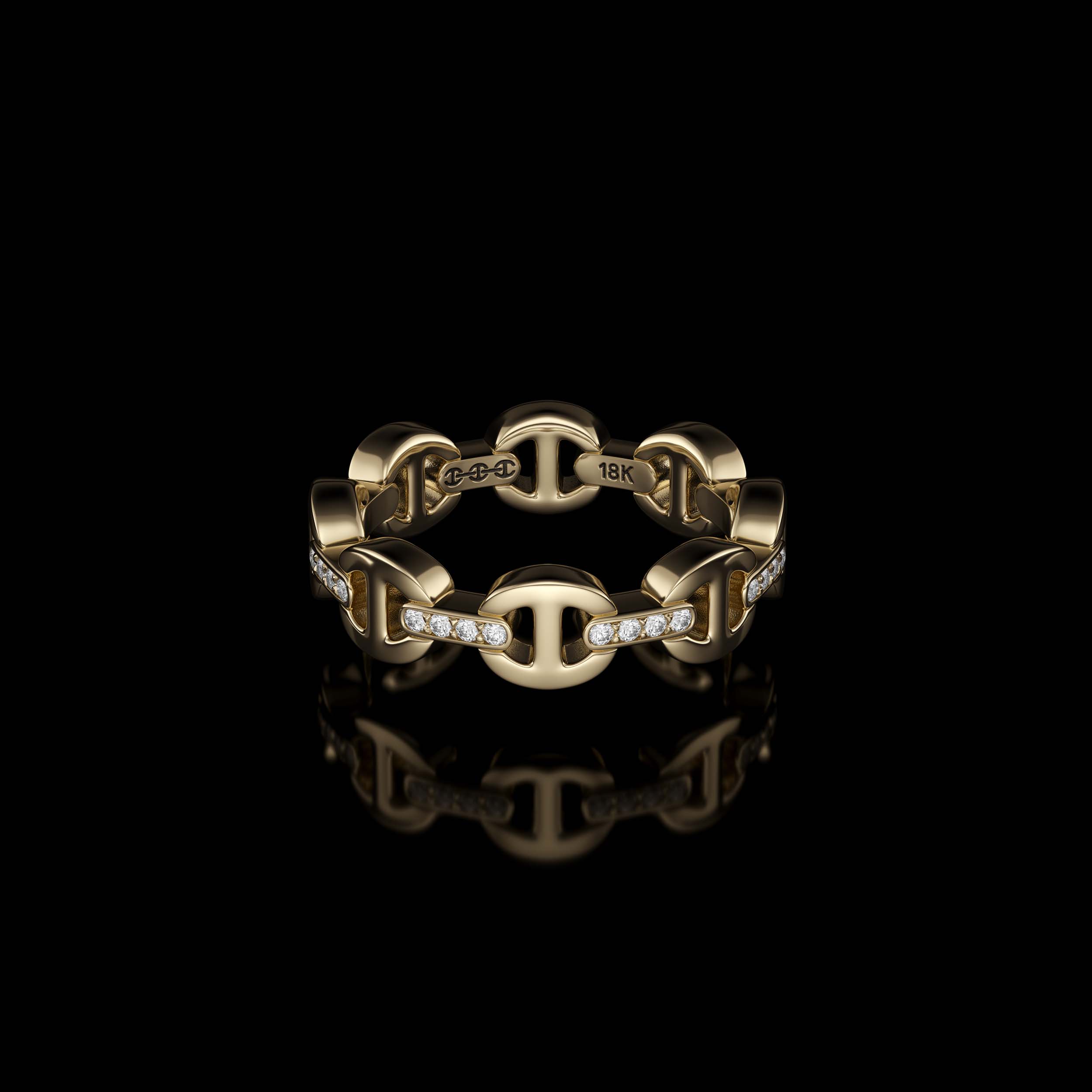 Dame Tri-Link with Diamond Bridges in 18K Gold | HOORSENBUHS®