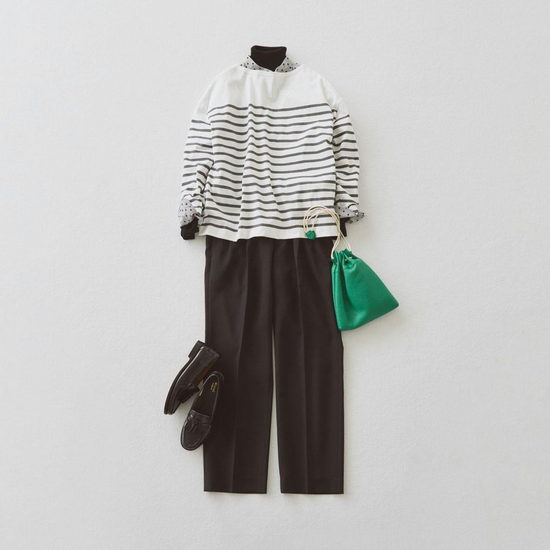 Le minor / ルミノア / ボーダーカットソー（ボルドー、ネイビー