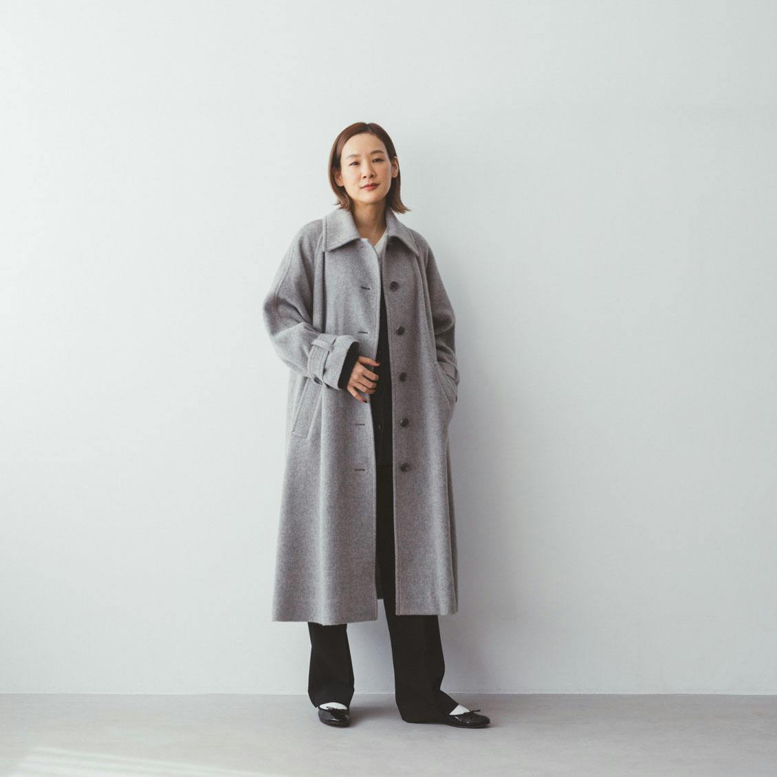 かろやかに揺れるウールロングコート / ウォームグレー（S・Mサイズ