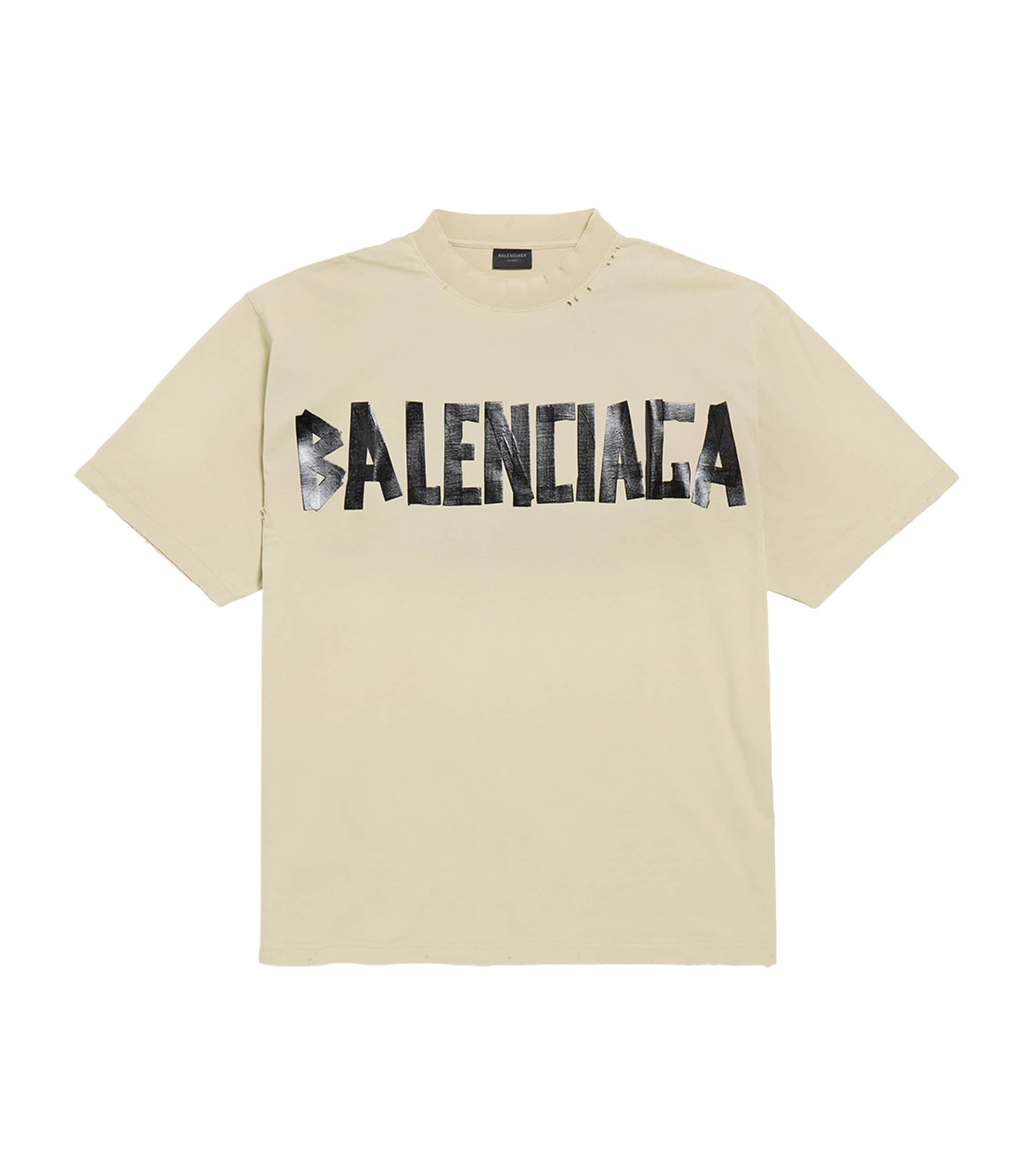 Balenciaga Beige Oversized Tape Logo T-Shirt | Harrods US